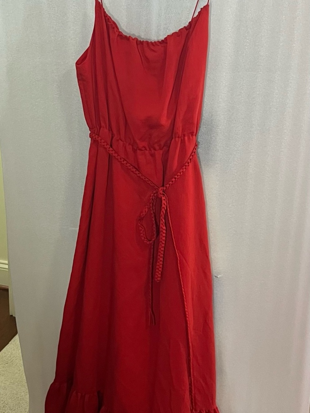 Alice + Olivia Red Braided-Waist Maxi Dress